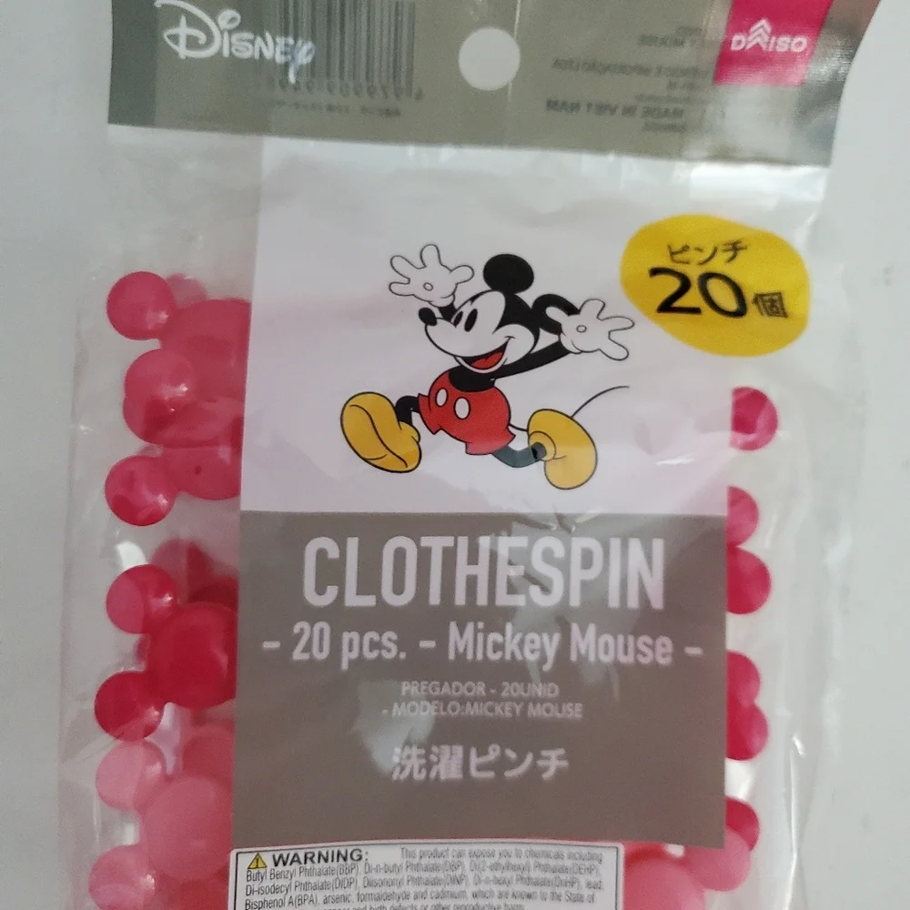 Daiso Mickey Mouse Shaped Clothespin Pink